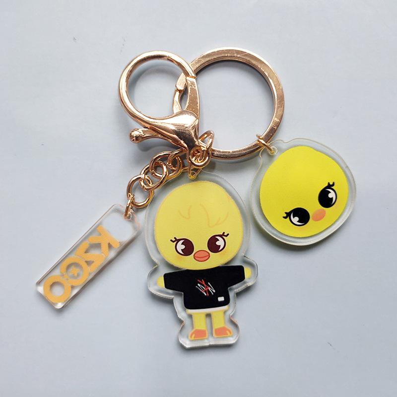 Stray Kids SKZOO Cartoon Double Sided Acrylic Keychain Cute Anime Character Keyring Bag Pendant Fan Merchandise Gift for STAY