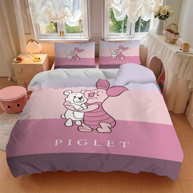 Set Biancheria da Letto 3 Pezzi Maialino & Winnie the Pooh Abbraccio, Include 1 Copripiumino e 2 Federe, Senza Imbottitura, Morbido e Confortevole 077
