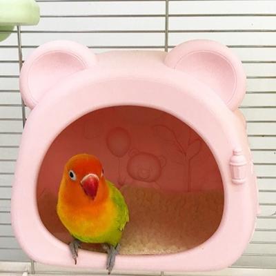 Casa de Passarinho Luz Quente Ninho de Criação de Pássaros Formato de Urso Pendurado Cama de Hamster Casa Resistente a Mordidas Decorativa Cama de Esquilo Exterior