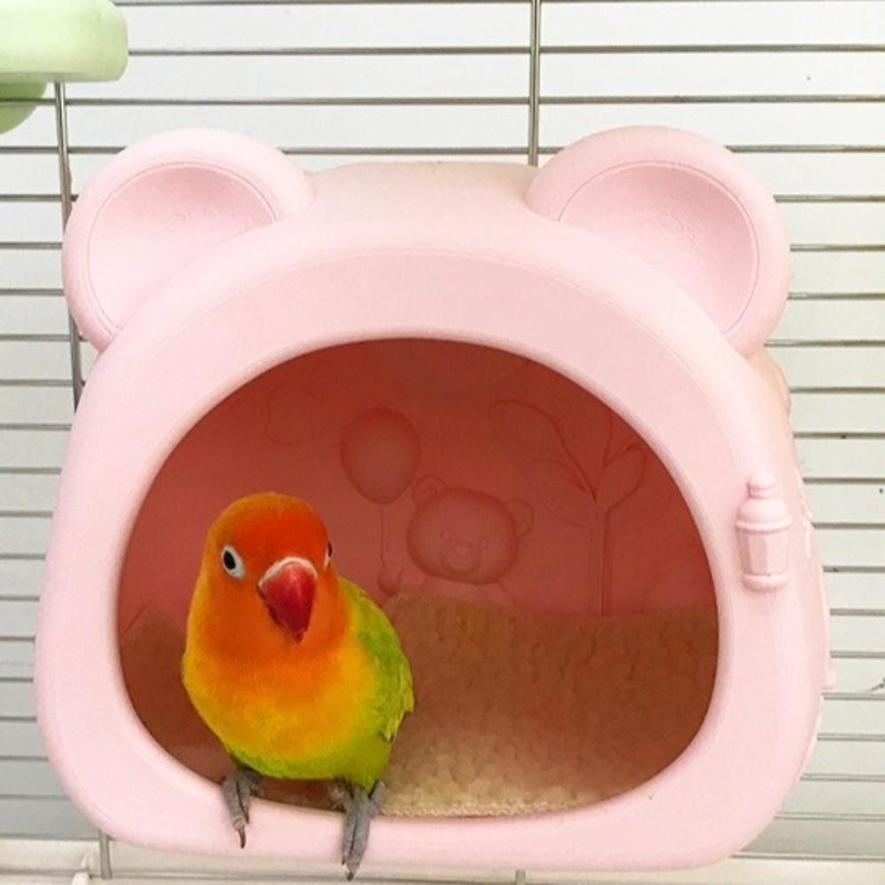 Casa de Passarinho Luz Quente Ninho de Criação de Pássaros Formato de Urso Pendurado Cama de Hamster Casa Resistente a Mordidas Decorativa Cama de Esquilo Exterior
