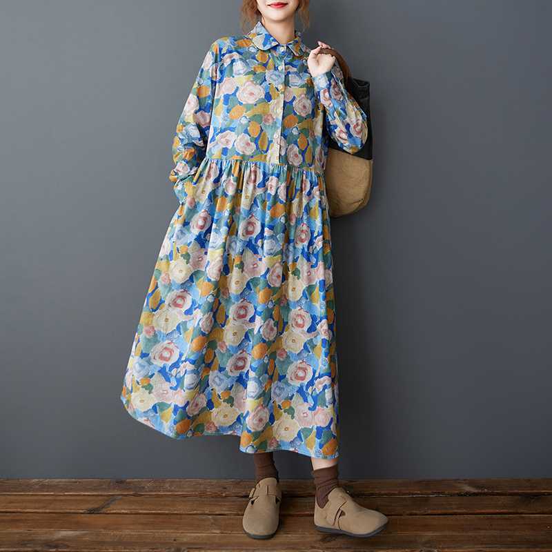 

Women s Loose Corduroy Slimming Mid Length Dress 2XL