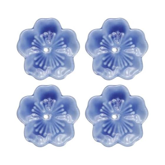 uxcell 4pcs Cherry Blossom Ceramic Incense Holder 4.6x4.6x0.9cm Ceramic Incense Burner Chopstick Rest Home Office Decor Aromatherapy Color Changing