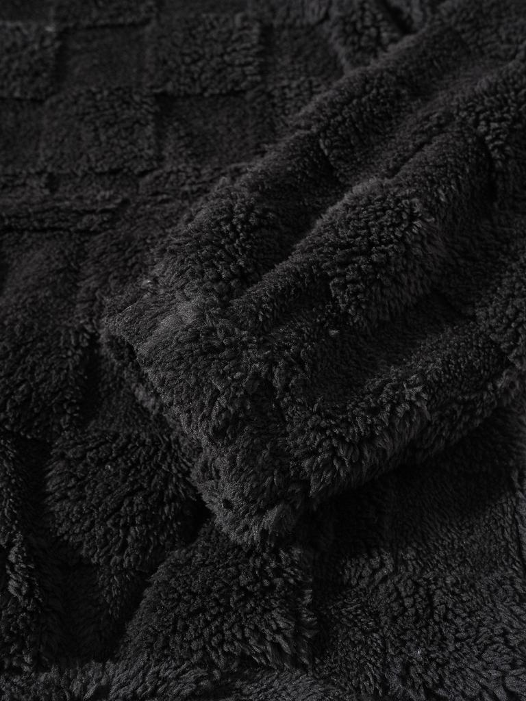 2025 Autumn/Winter Men's Embroidered Fur Hoodie with Drawstring