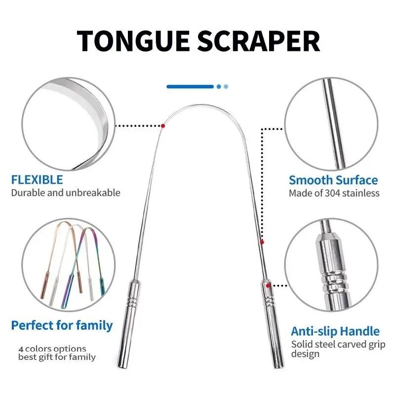 Stainless Steel 304 Material U-Shaped Metal Tongue Scraper For Fresh Breath Cleaning, Tongue Scraper, Tongue Brush, Oral Care
