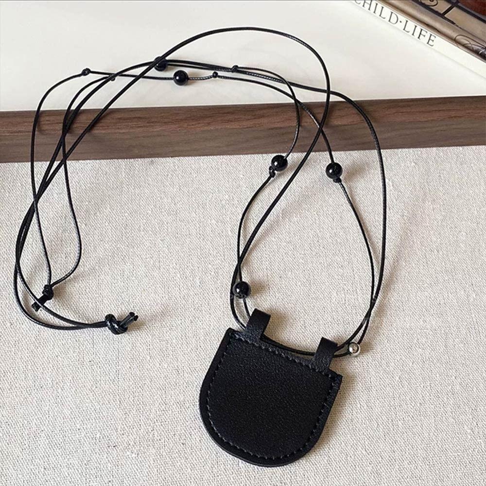 Adjustable Chain Small Bag Necklace PU Sweater Chain Necklace Creative Gift Long Necklace