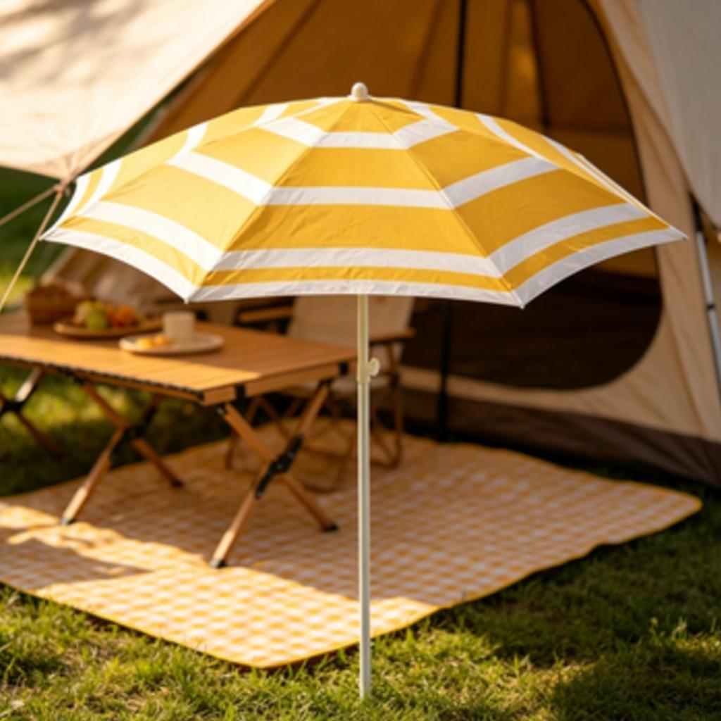 Striped Patio Umbrella Water-Resistant Freestanding Modern for Garden