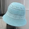 New Hollow Knitted Bucket Hat Multi-color Face Small Breathable Versatile Bucket Hat Sun Protection Sun Hat Foldable Hat