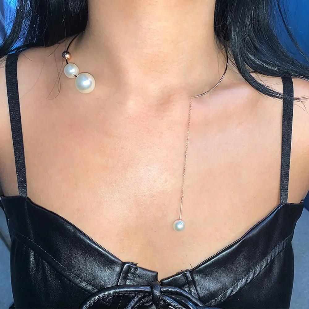 2025 New Fashion Statement Women's Pearl Clavicle Choker Necklace - Enhance Your Elegance and Style