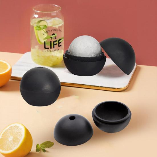 Silicone Sphere Ice Mold with Lid Food-Grade Ice Ball Tray for Whiskey Cocktails Easy-Release Leak-Proof Ice Cube Maker for Freezer