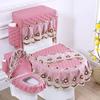 Lace 3D Embroidered Toilet Three Piece Set U-shaped Zipper Closestool Cover with Storage Bag Feather Wave Edge Dust Cushion