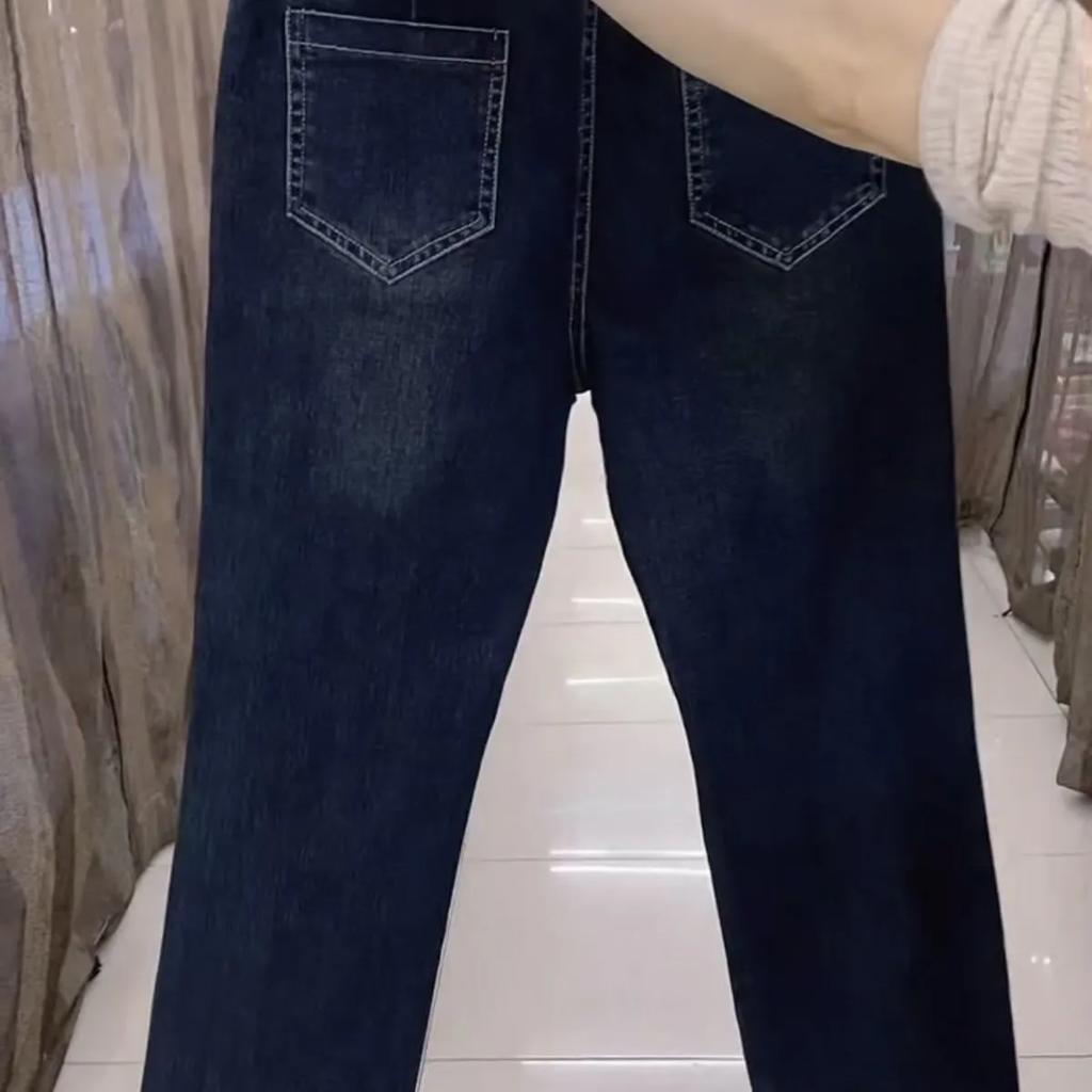 Women's Autumn High Waist Jeans Lady Design Elastic Washed Denim Pants