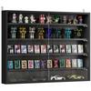 5-stöckige Wand-Display-Regaleinheit Schrank mit 4 verstellbaren Regalen Glastüren Home Office Ornamente 60x80cm Schwarz
