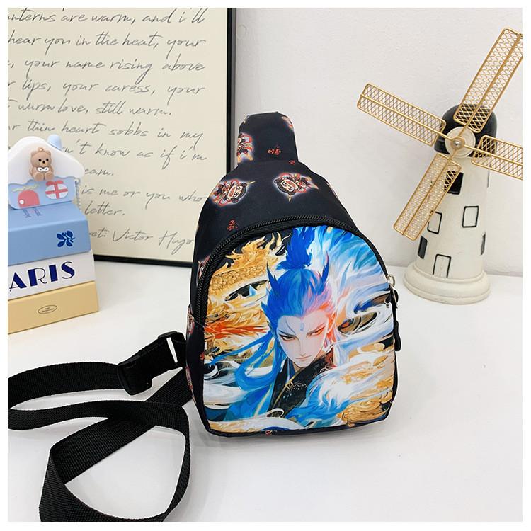Ne Zha 2 Children Fashion Cartoon Crossbody Bag Polyester Material Outing School