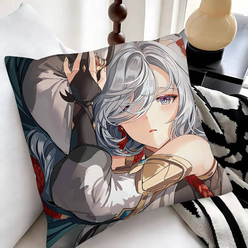 Game Anime Genshin Impact Shenhe Pillow Case Fashion Square Pillowcase Bedroom Sofa Room Ins Decoration Leisure