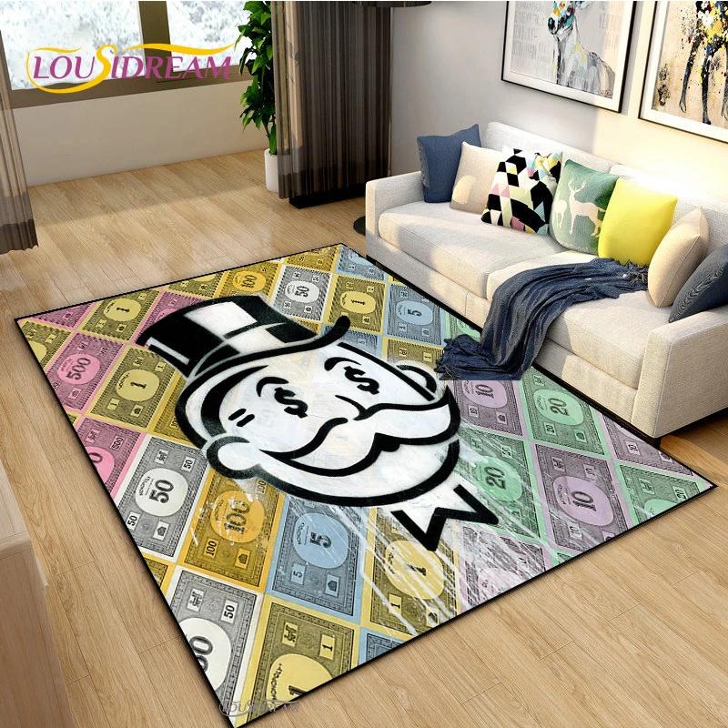 Funny Big Rich Man Monopoly Carpet for Living Room Bedroom decor Yoga Area Rug Kitchen Un-slip Floor Mat Alfombra Birthday gift 40cm x 60cm