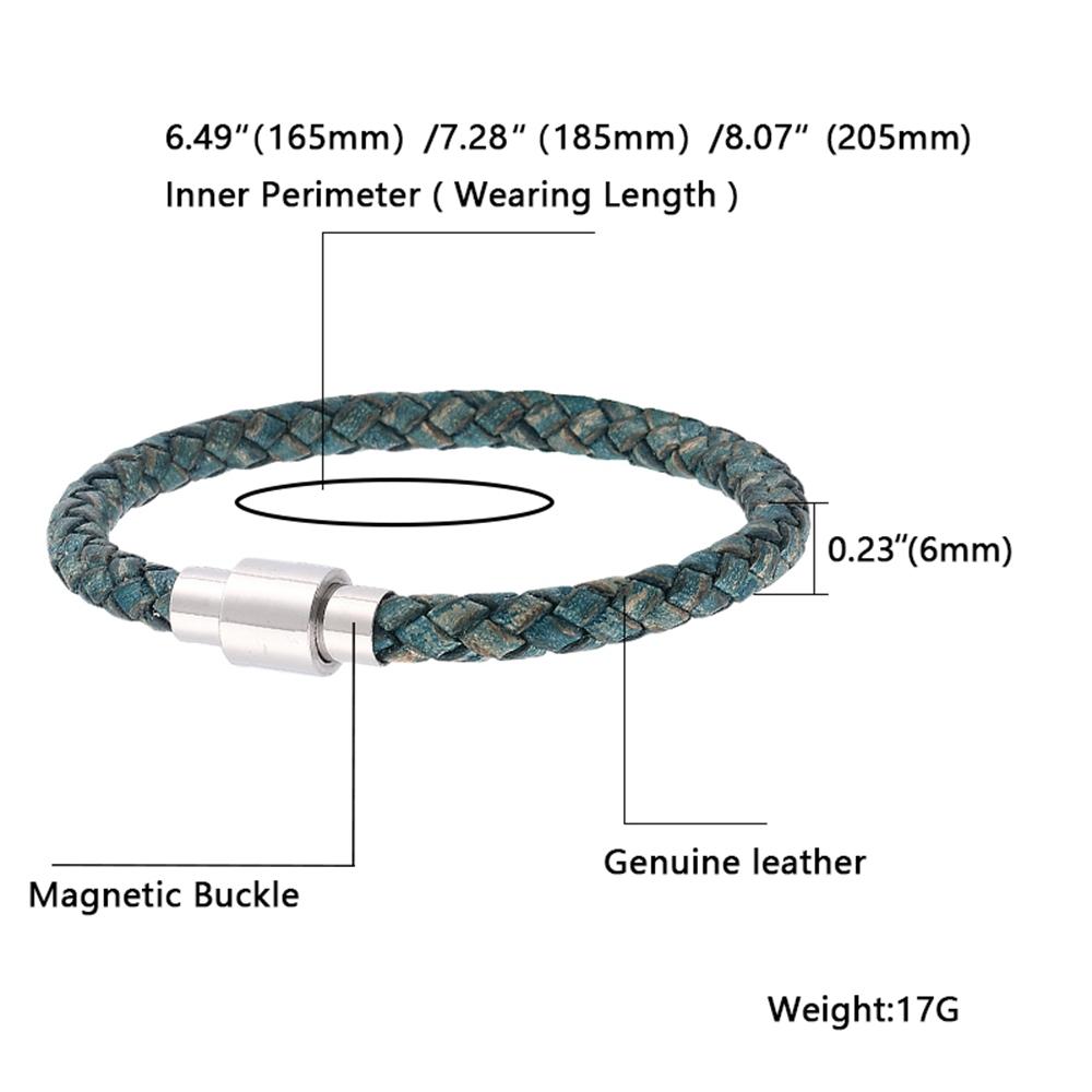 Vintage Men Women Green Leather Bracelet Charm Stainless Steel Buckle Bracelets & Bangles Jewelry Gift