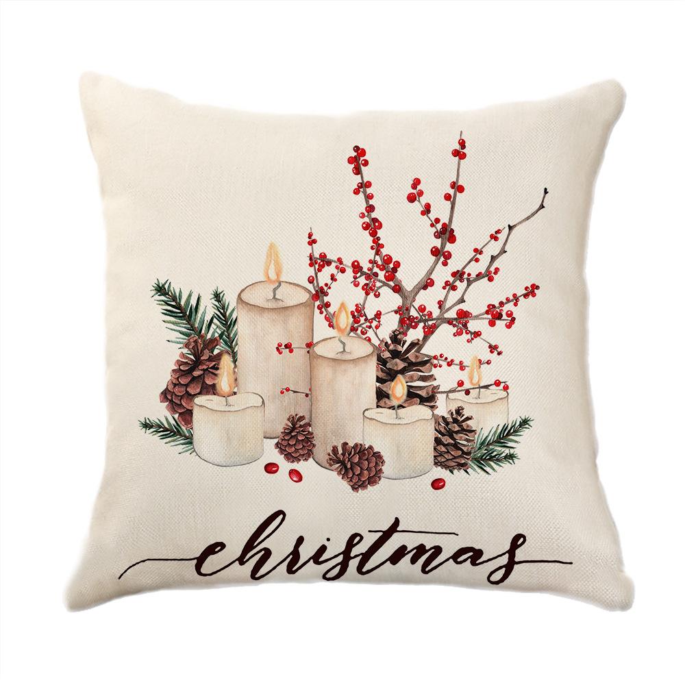 Christmas Theme Printed Sofa Pillow Case Christmas Atmosphere Decoration Bay Window Cushion