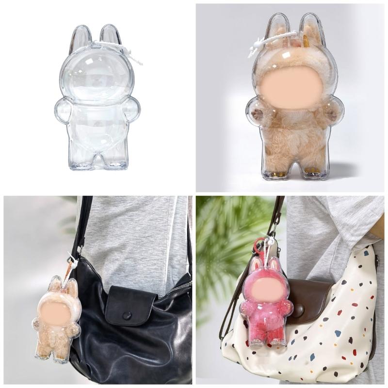 Shatterproof Dustproof Case for 3rd Gen Anime Figure Doll Clear Doll Protector with Secure Silicone Strap for Easy Use