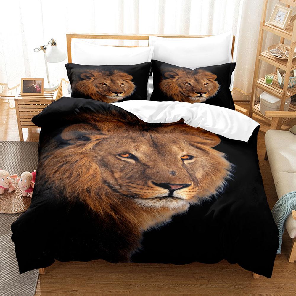 Animal Lion Bedding Sets 3D Tropical Printed Exquisite Bed Supplies Set Duvet Cover Bedding Set No Filler Birthday Gift For Boys