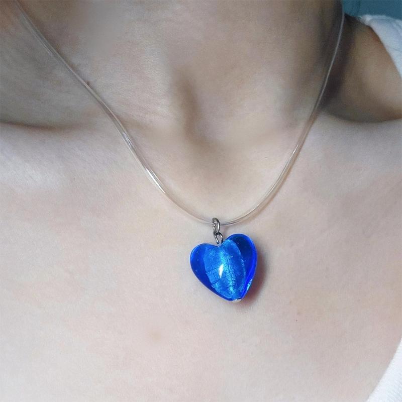 Fashion Love Heart Pendant Necklace for Women Trend Aesthetic Glaze Collar Choker Adjustable Rope Party Jewelry Birthday