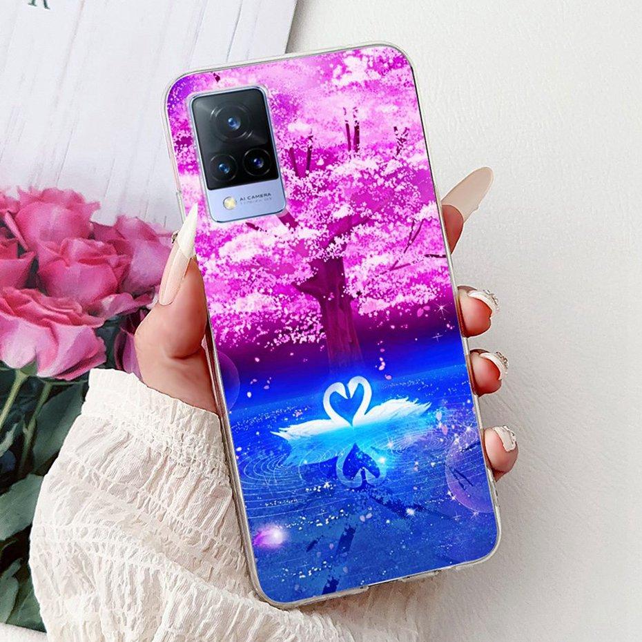 Cute Painting Phone Case For Vivo V21 V21e 4G 5G Soft Silicone TPU Back Covers For Vivo V21s V21 V21E Cases Bumpers