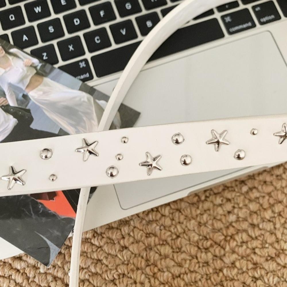 Punk Style Y2K Wide Belt Trouser Decoration PU Leather Waistbands Star Rivet Waist Belt  Gift