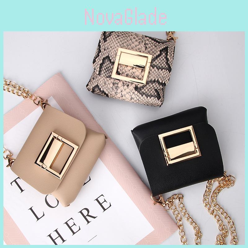 Mini Waist Bag With Chain Strap For Men And Women In Pu Material For Street Style Fashion