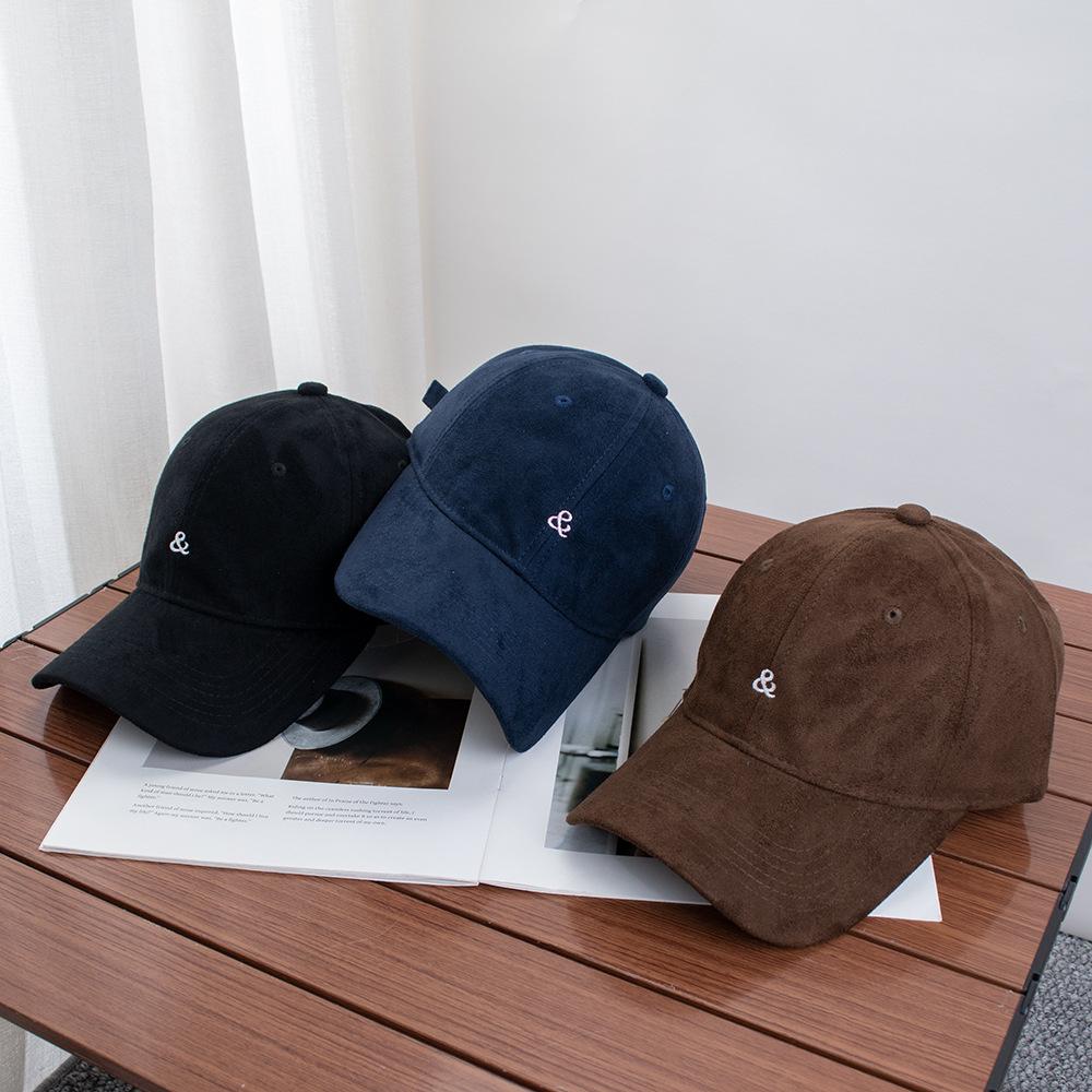 Simple & Character Embroidery Suede Warm Baseball Cap Women's Early Autumn Outdoor Travel Versatile Bent Hat Men's