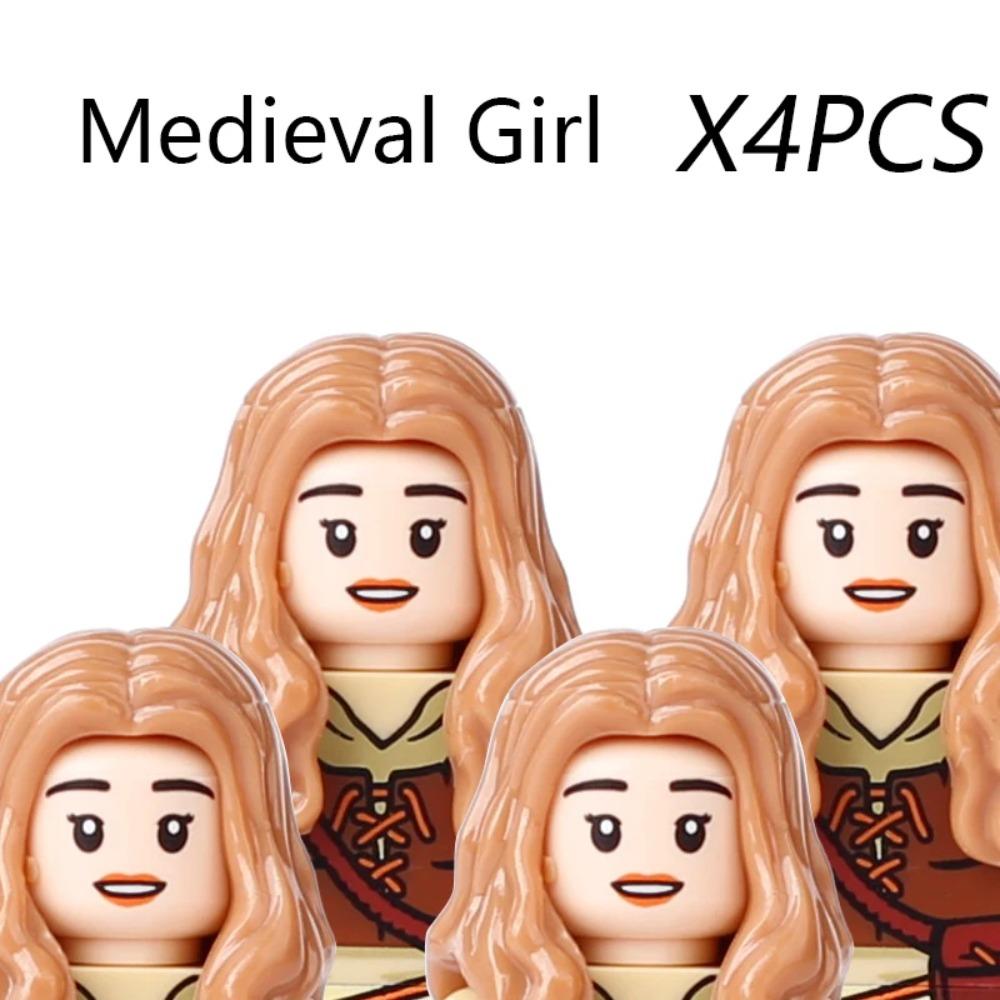 MOC Medieval Villager Figures Witch Blacksmith Farmer Building Blocks Peasant Old Lady Hoe Hammer Soldier Bricks Toys Kids Gift