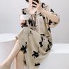 1011 new cotton and silk nightdress women's summer short-sleeved pajamas cartoon pony element long loose cotton silk skirt can be worn outside