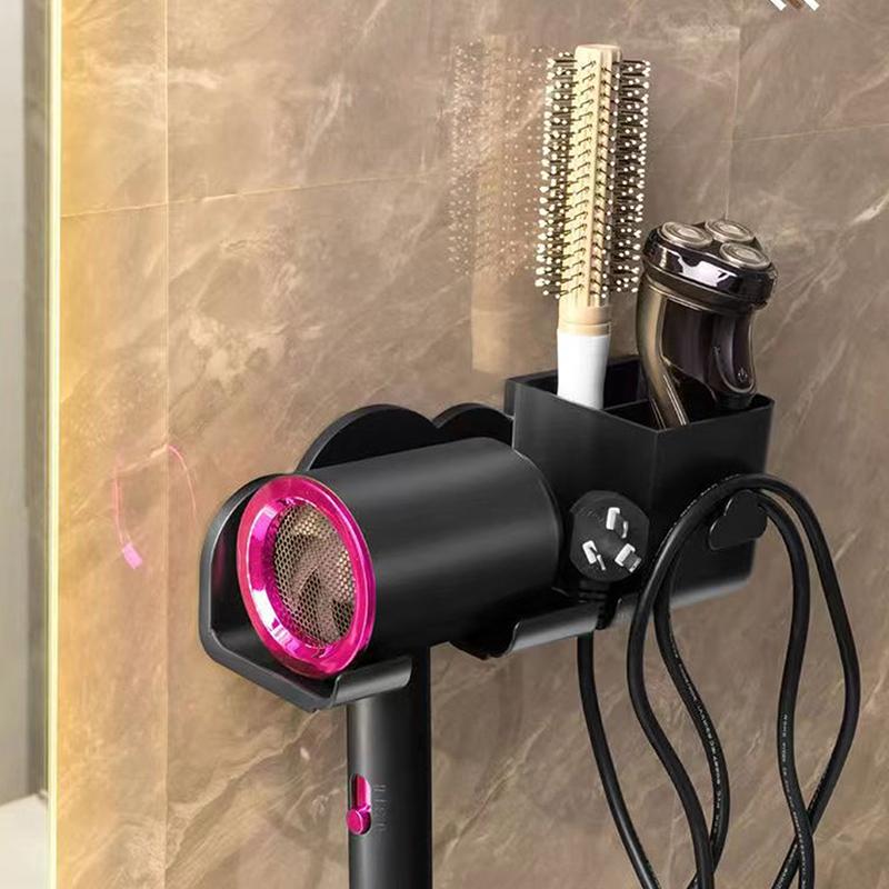 Hair Dryer Holder Wall Mounted Hair Straightener Dryer Stand Bathroom Organizer Shelves Washroom Organization Shelves