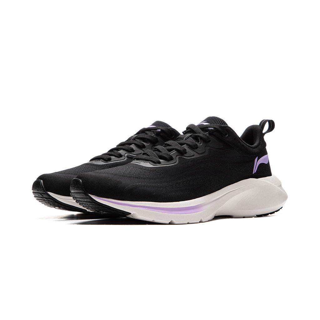 Lining Yunque Comfortable Breathable Non-Slip Wear-Resistant Low-Top Casual Running Shoes Women Sneaker Black Purple ARSU064-3