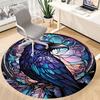 1pc Stained Raven Glass Office Round Area Rug, Under Office Chairs Bedroom Living Room Home Decor, Room Deco