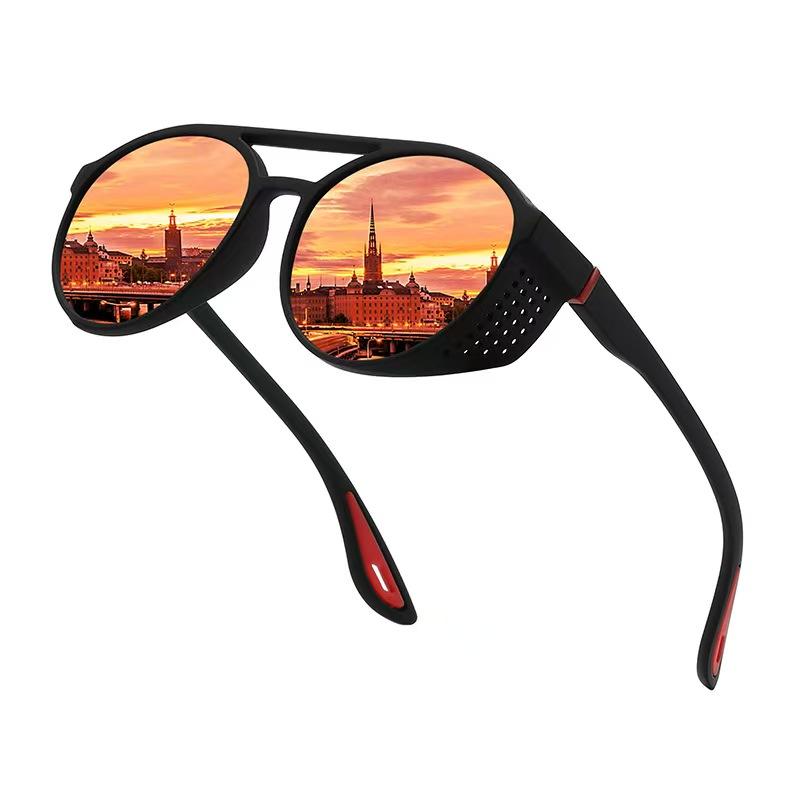 Retro Round Polarized Sunglasses Steampunk Sun Glasses Sports Running Glasses for Fishing Driving for Men Women Driver Goggles