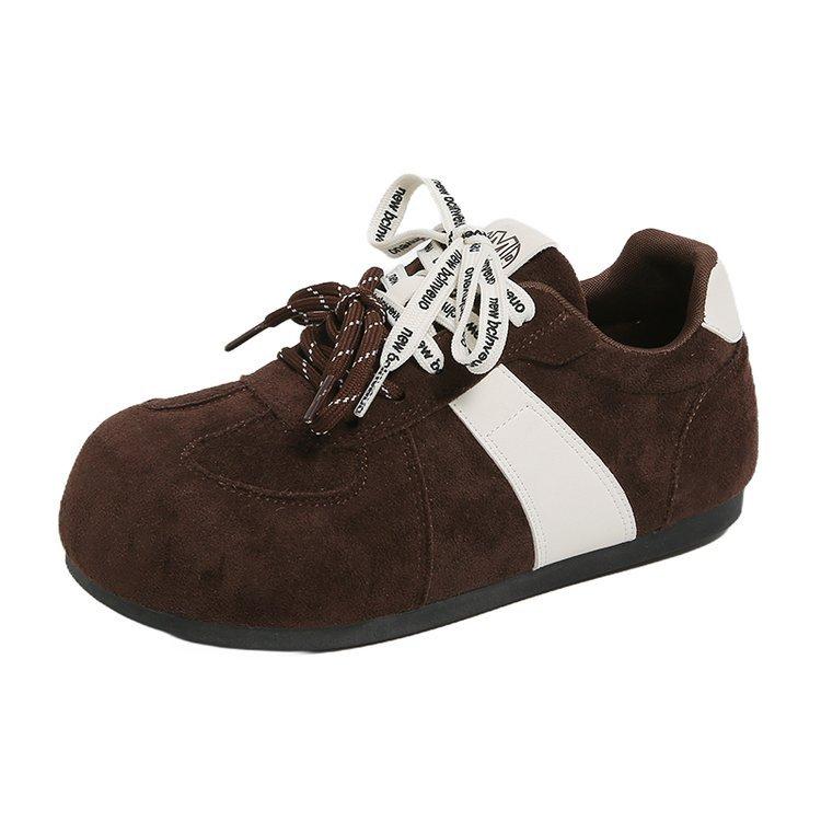 

Retro Maillard color matching board shoes women s 2025 autumn new flat bottom inner height increase leisure sports Forrest Gump training shoes 40