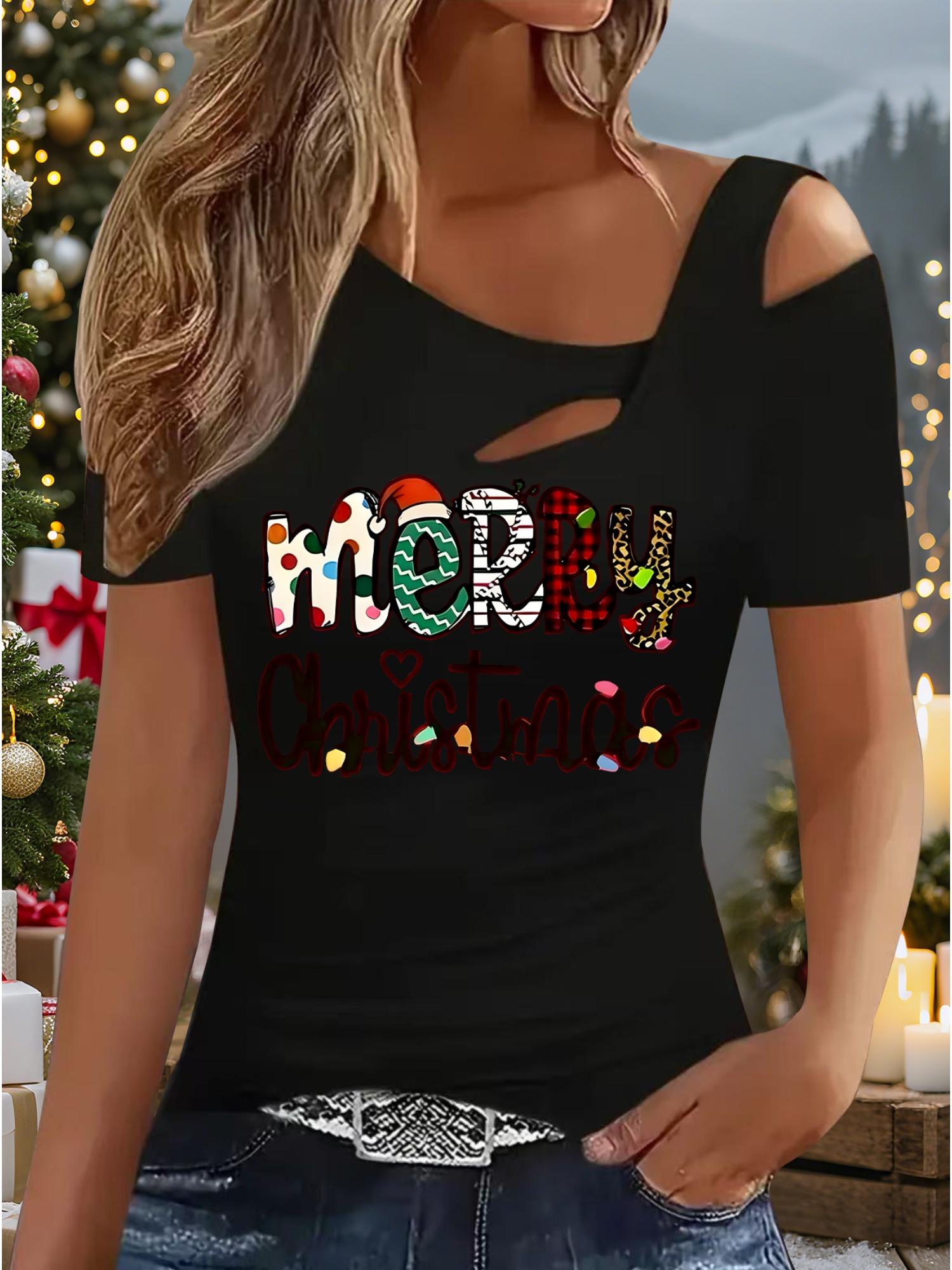 

Женский Новый Повседневный Топ Рождество Хэллоуин Рождественский Подарок Топы Рубашка Блузка S чёрный