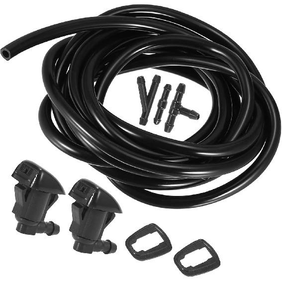 

Front Windshield Wiper Nozzles Kit for Toyota Tundra Corolla with Gaskets 2.5 Meter Fluid Hose - Pack of 6 Black Benefit