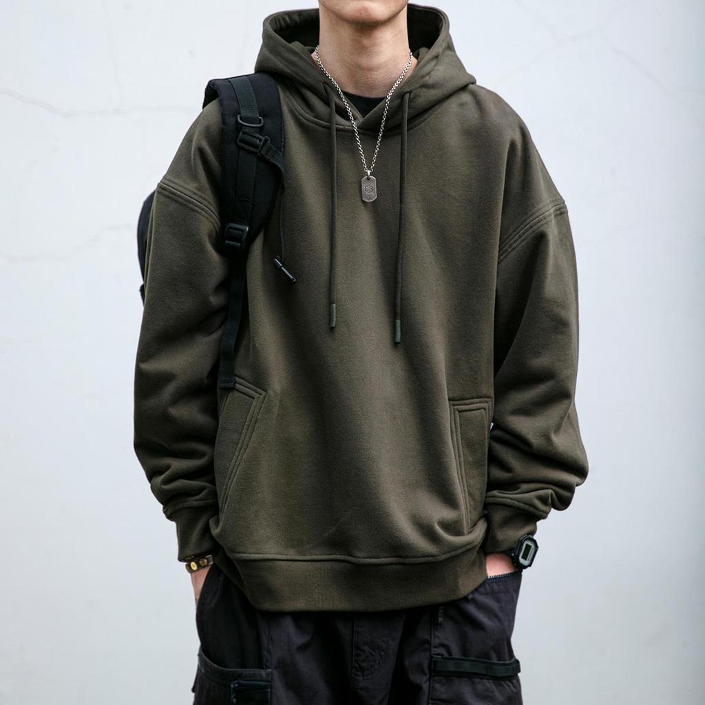 Men's American Retro Heavyweight Hoodie - New Autumn/Winter Trend, Loose Fit with Plus Velvet.