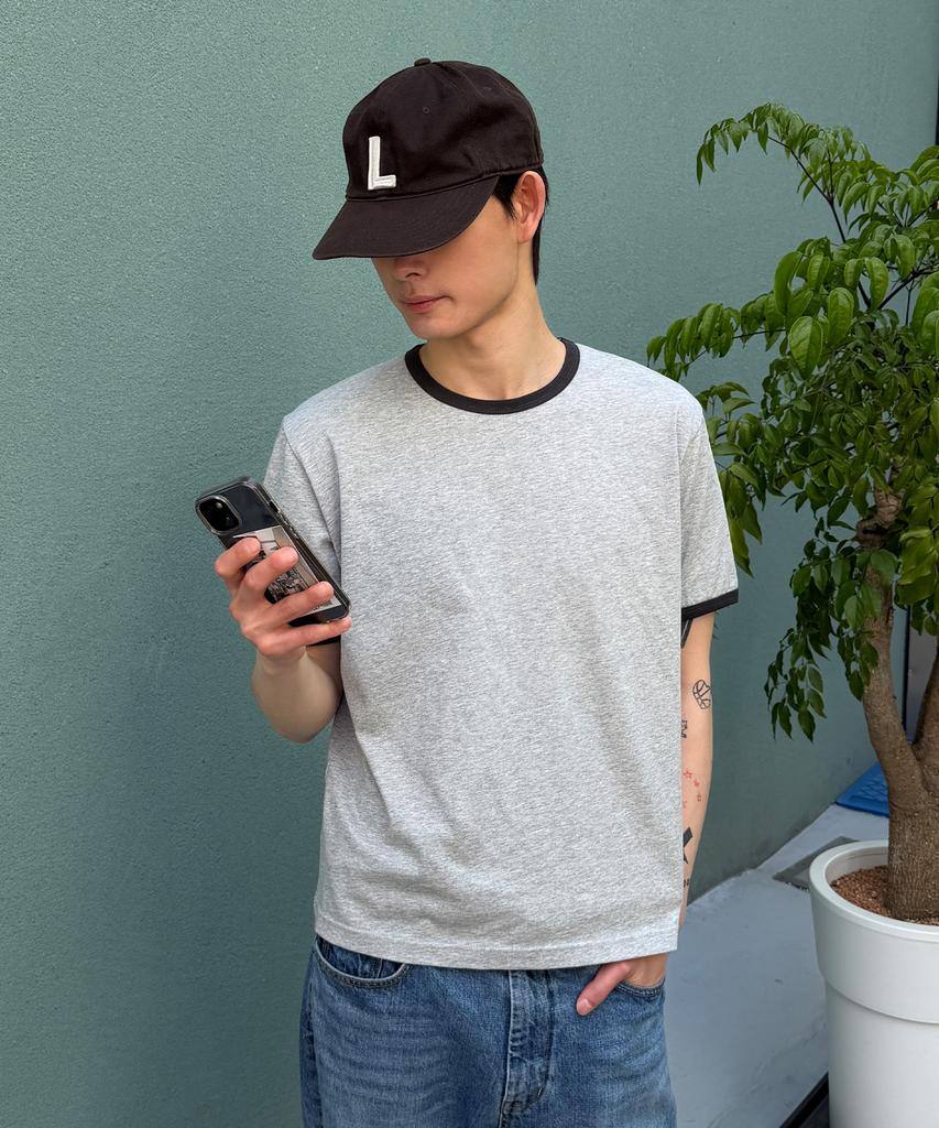 BRENSON [Cooling] Glen Semi-Crop Ringer Short Sleeve Tee ( 4 Colors )