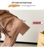 Women's Retro Chunky Heel Tassel Boots - Suede Mid-Calf Ruched Cowboy Style for Autumn/Winter