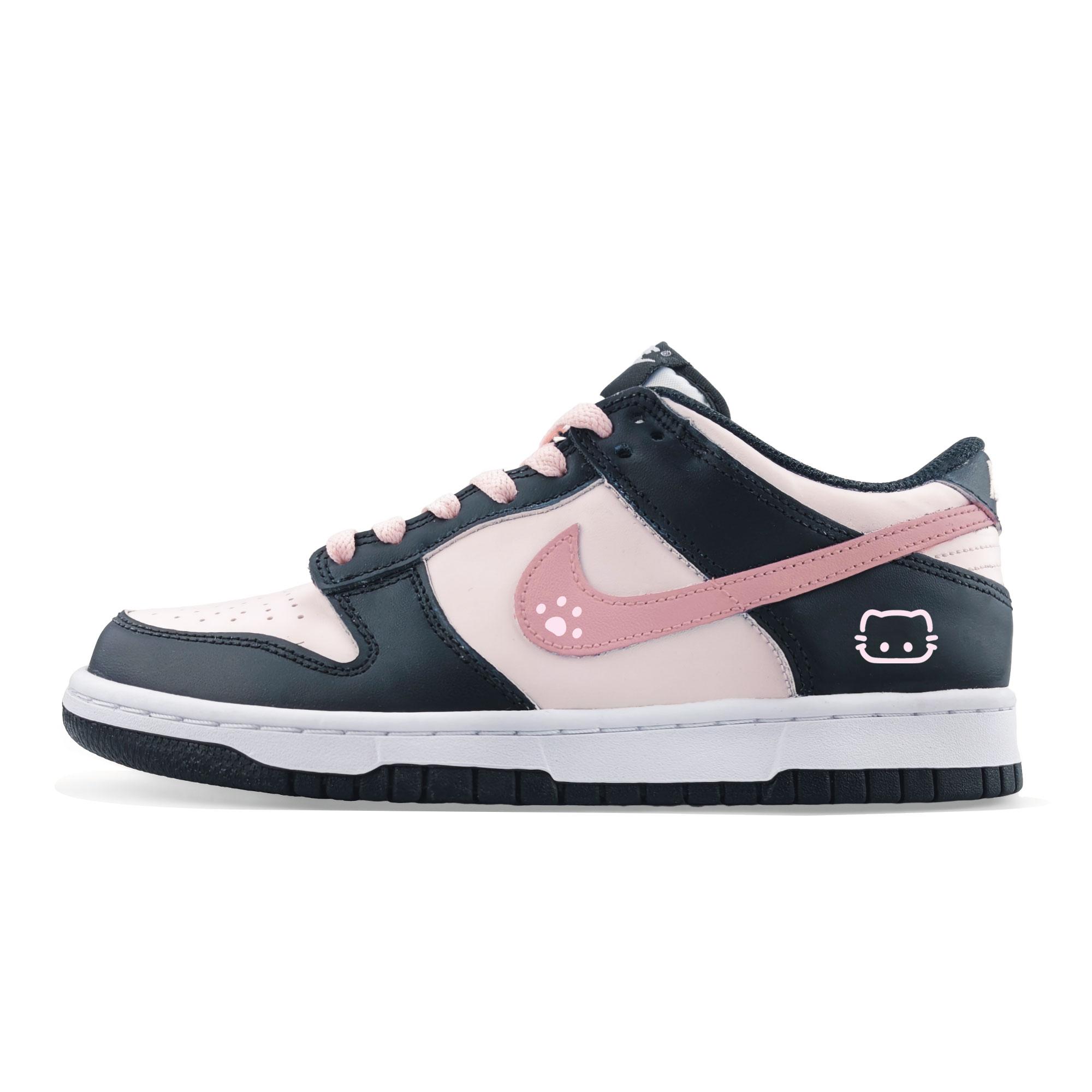 

Nike Dunk Cute Meowth, Cat Lovers Leather Slip Resistant Cushioning Low top Skateboard Shoes Unisex Black Pink HF5441-100(team2053-) 45