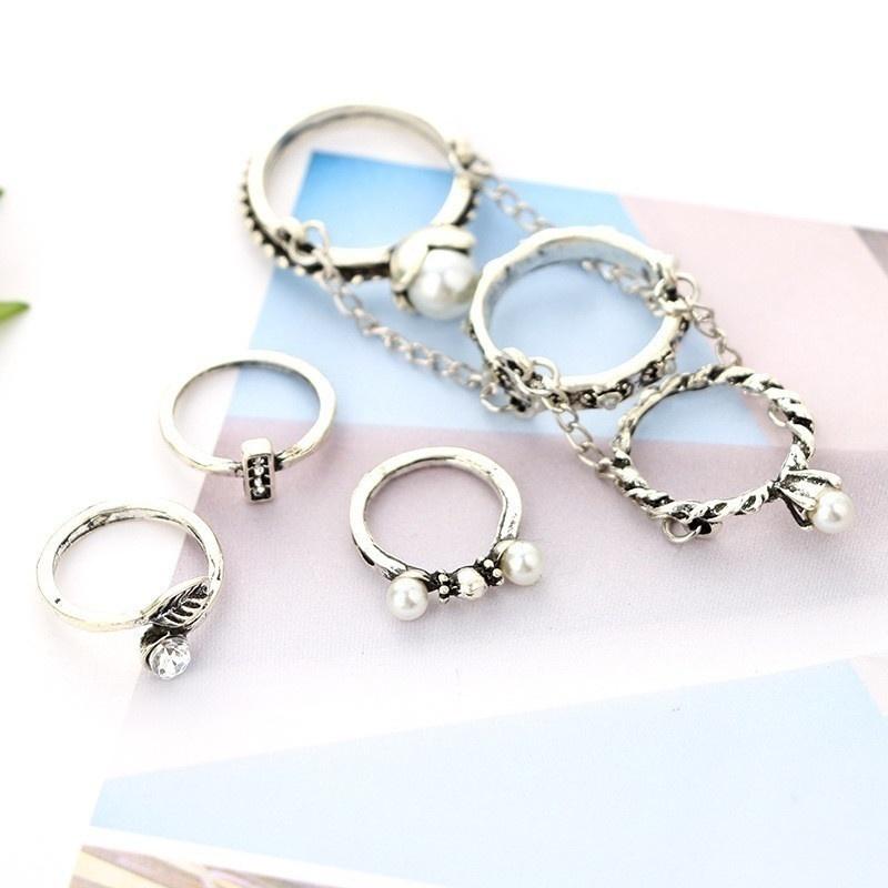 Nouvelle Mode Charme Cristal Acrylique Ensemble de Bagues Vente Chaude Plaqué Or Argent Vintage