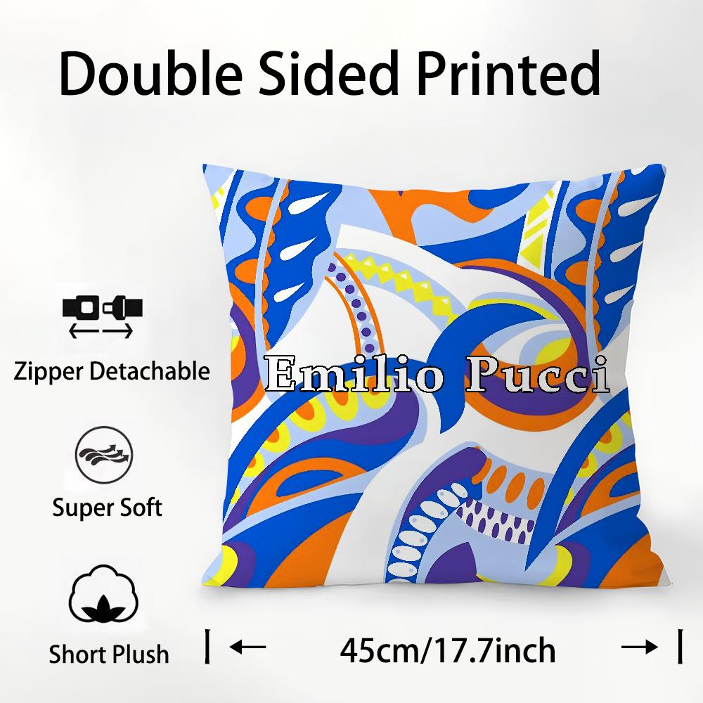 Fashion E-EE-Emilio logo P-Pucci Pillow Case Plush Fabric Soft Double Sided Print Sofa Cushion Cover Throw Pillow Covers