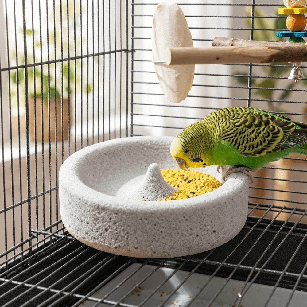 Wear-resistant Parrot Food Bowl Round Guinea Pigs Food Dish Parrot Paw Grinding Bowl Decorative
