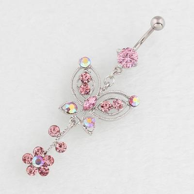 Non-Allergic Butterfly Belly Button Ring – Stainless Steel Navel Piercing Jewelry