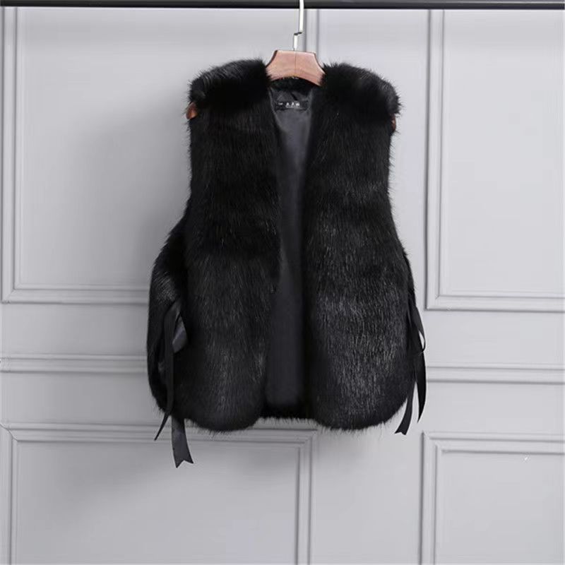 2 autumn and winter new imitation fur vest imitation fox hair short slim and thin fur vest vest vest
