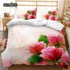 Rose Duvet Cover Set Microfiber Pink Heart Rose Romantic Flower Theme Bedding Set For Lovers Double Queen King Size Quilt Cover