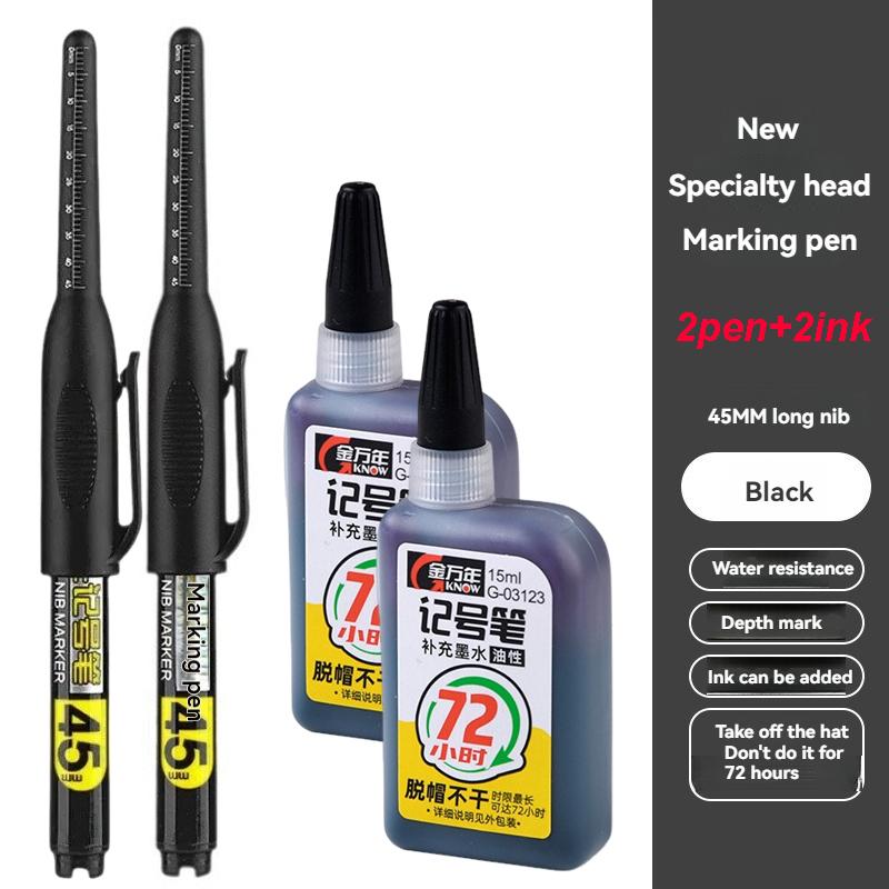 Lot 45mm Waterproof Long Head Nib Deep Hole Markers Pen Tile Carpenter Pen Multi-purpose for Woodworking Black/White/Red Ink