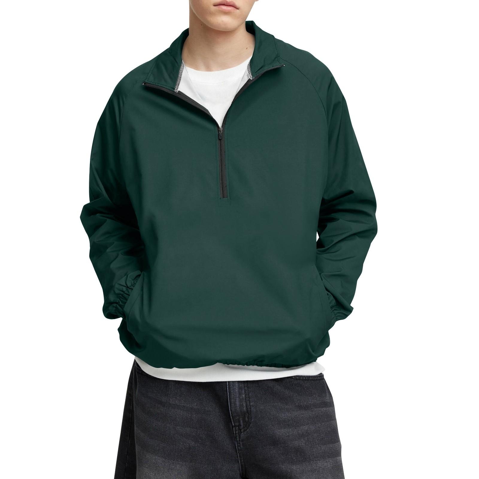 

Men s Winter Solid Color Stand Collar Half Zip Raglan Sleeve Long Sleeve Top XXXXXXL зелений