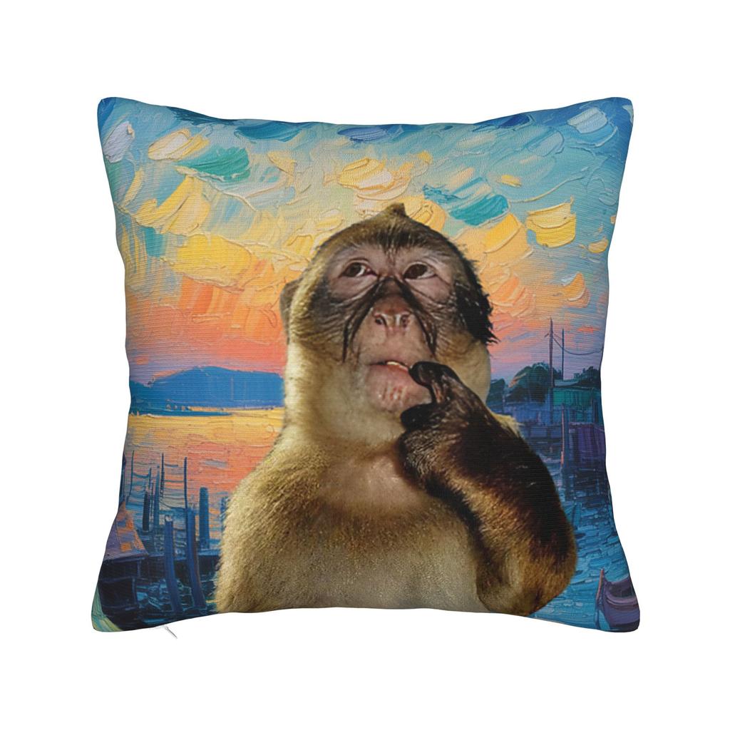 Thinking Monkey Meme Pillowcases Accessories Soft Cushion Cover Gift Throw Pillow Case Cover Bedroom Multiple Sizes